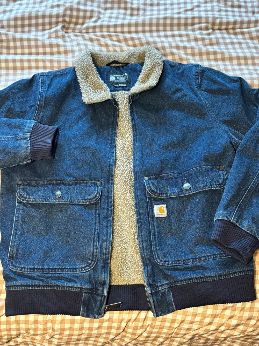 Carhartt Womens’s Dark Blue Denim Sherpa-Lined Work Jacket